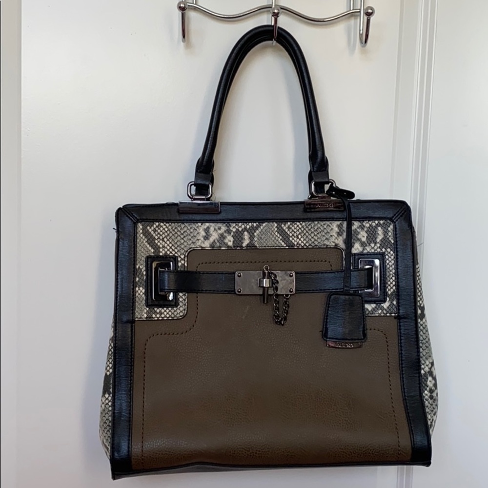 ALDO Large Snakeprint Purse Black Brown